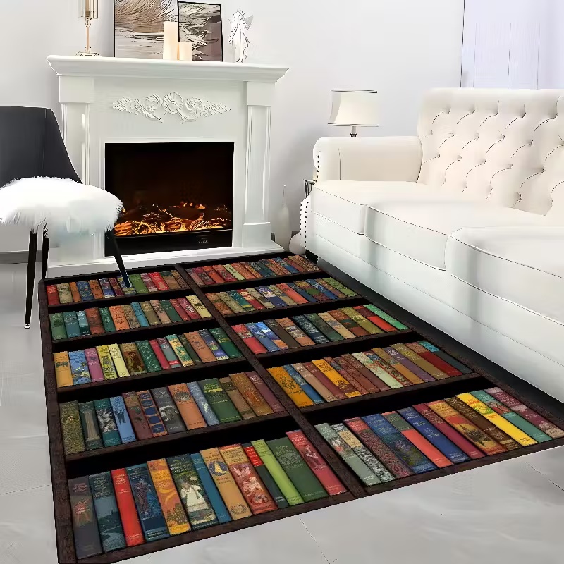 Bookshelf Area Rug for Teen St - Commercial Printing Books ulasan dan harga