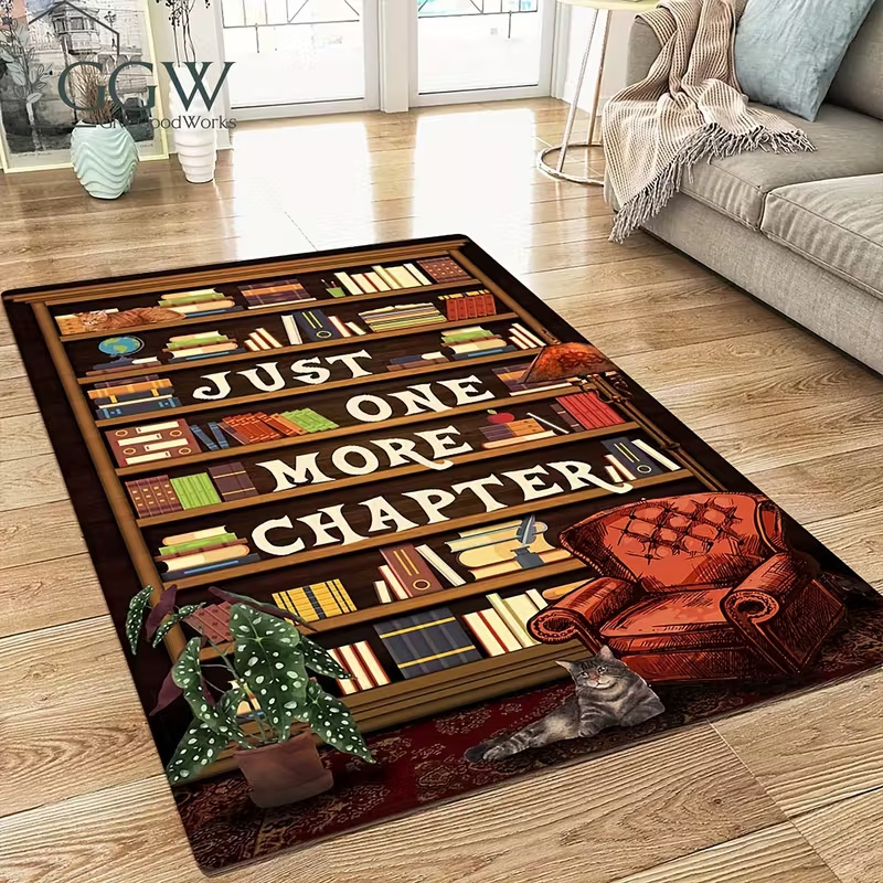 Bookshelf Area Rug for Teen St - Commercial Printing Books ulasan dan harga