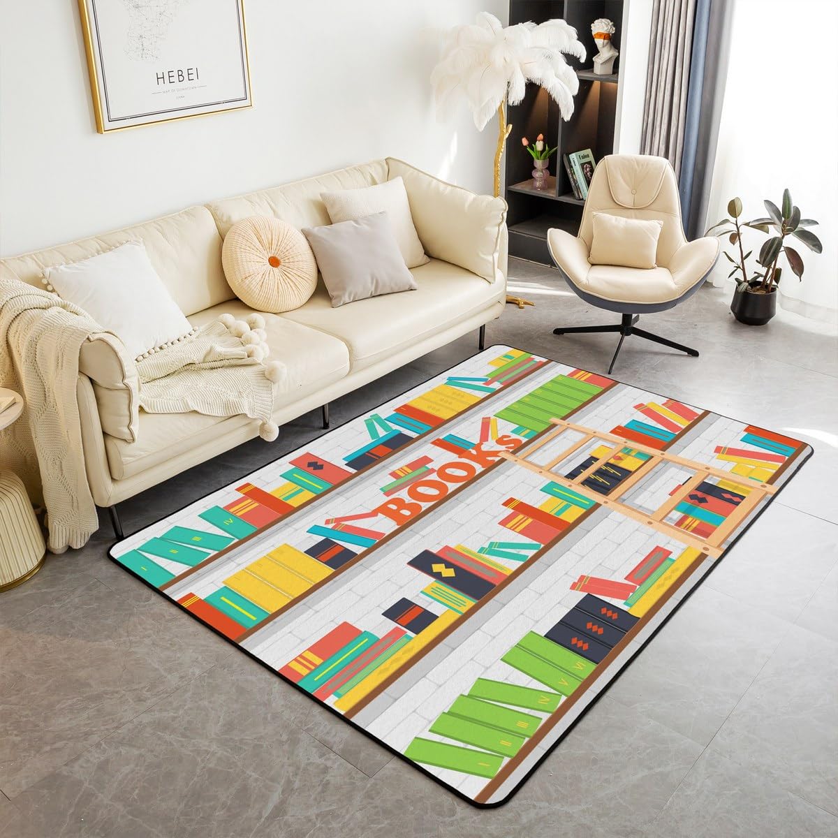 Bookshelf Area Rug for Teen St - Commercial Printing Books ulasan dan harga