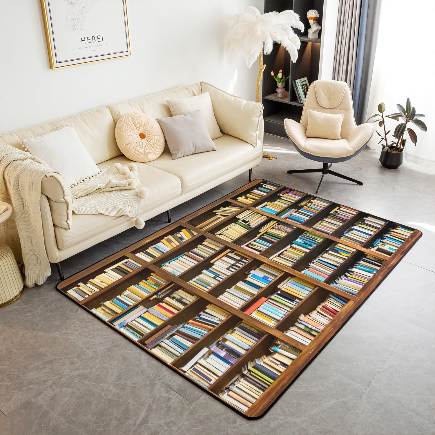 Bookshelf Area Rug for Teen St - Commercial Printing Books ulasan dan harga