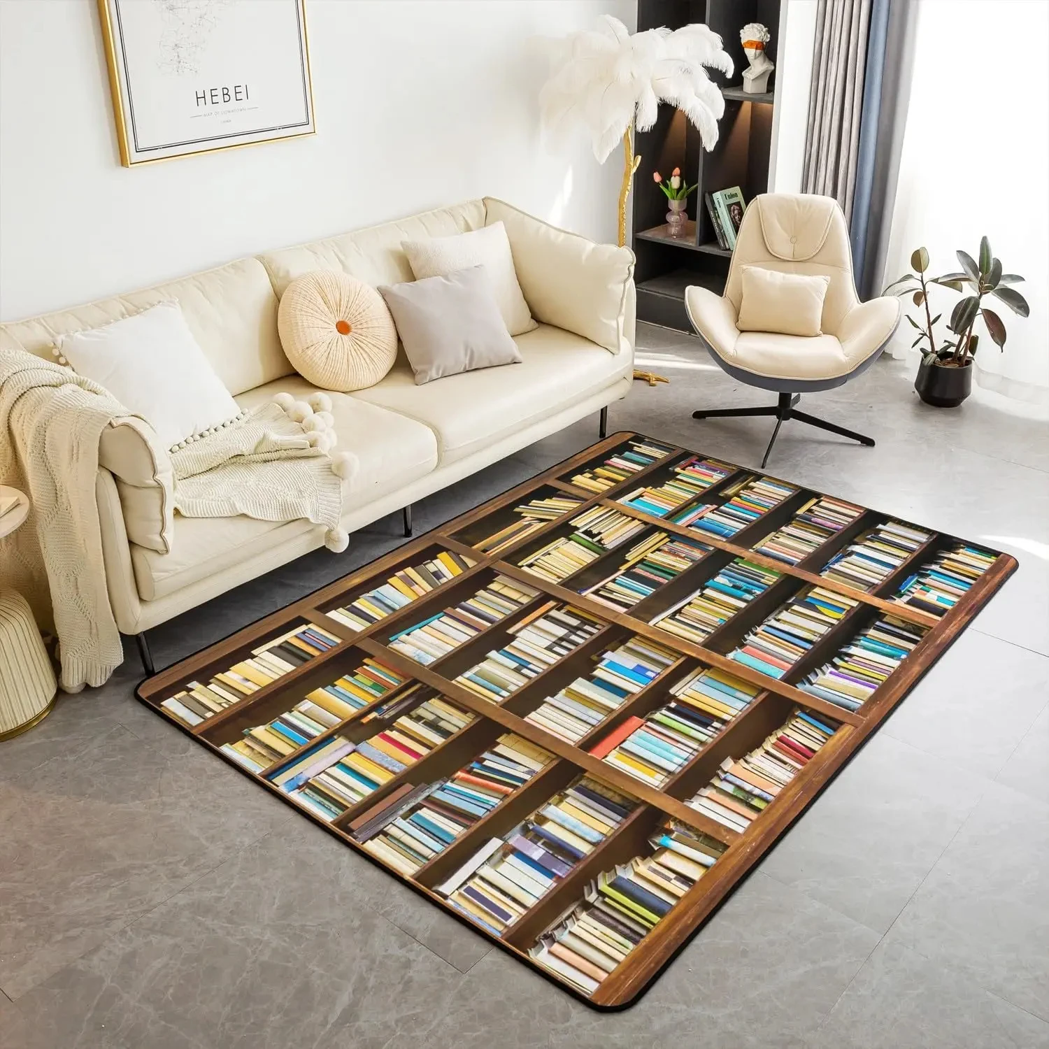 Bookshelf Area Rug for Teen St - Commercial Printing Books ulasan dan harga
