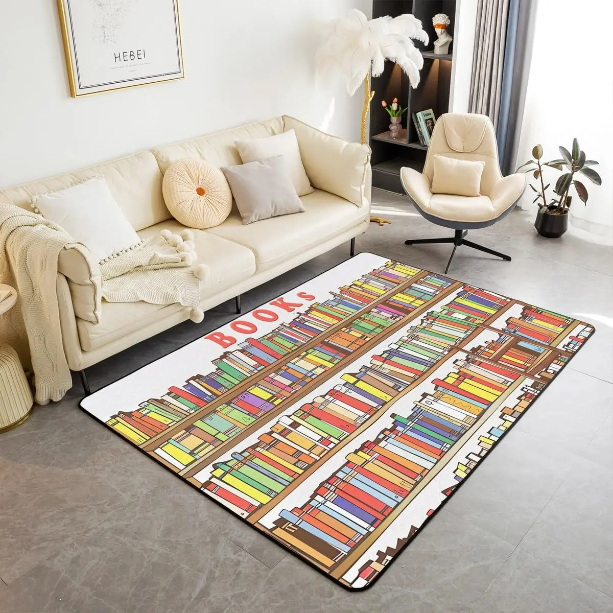 Bookshelf Area Rug for Teen St - Commercial Printing Books ulasan dan harga