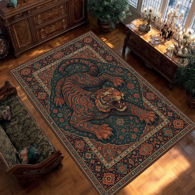 Tiger Area Rug Japanese Art Li - Commercial Digital Printing ulasan dan harga